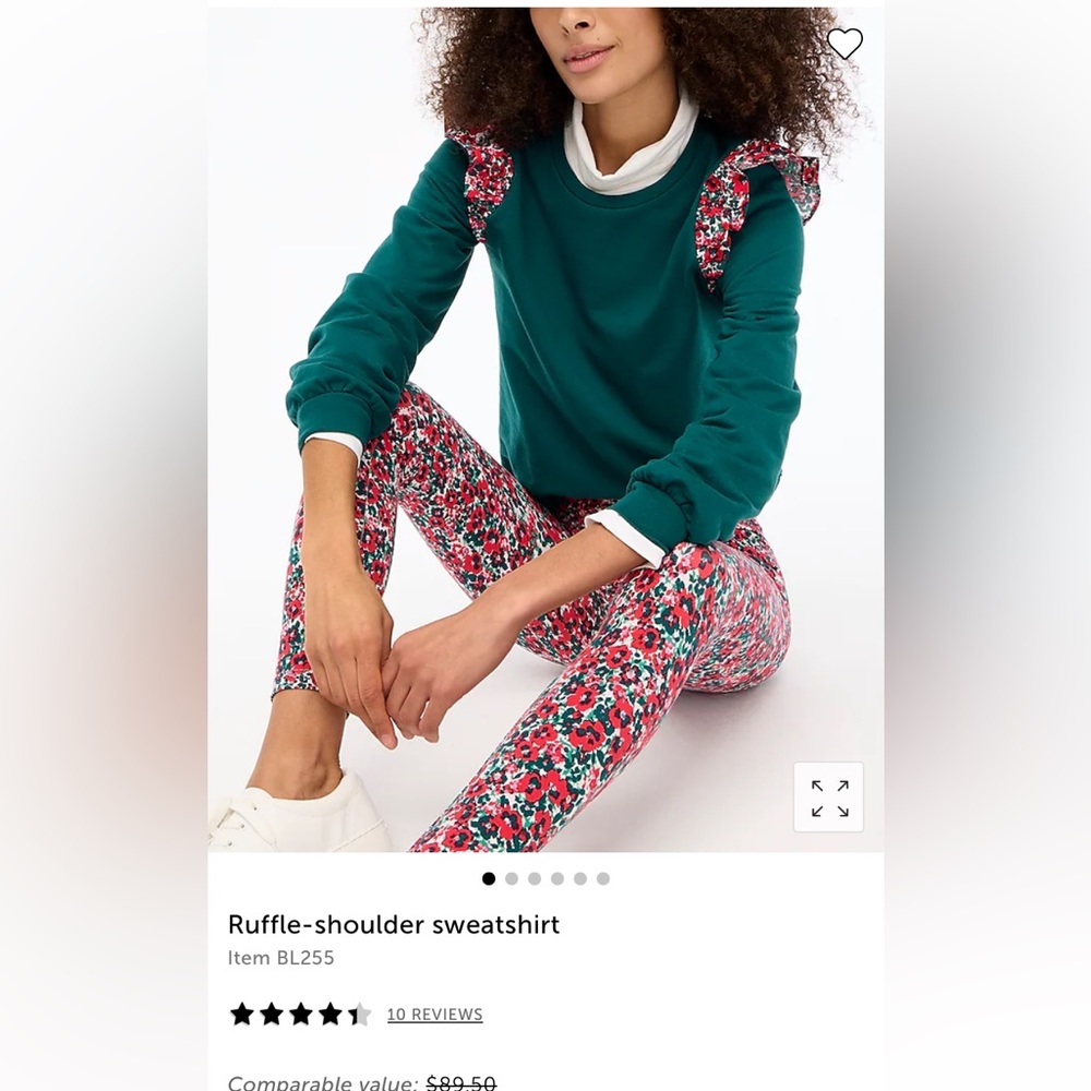 J. Crew Teal Ruffle-Shoulder Sweater